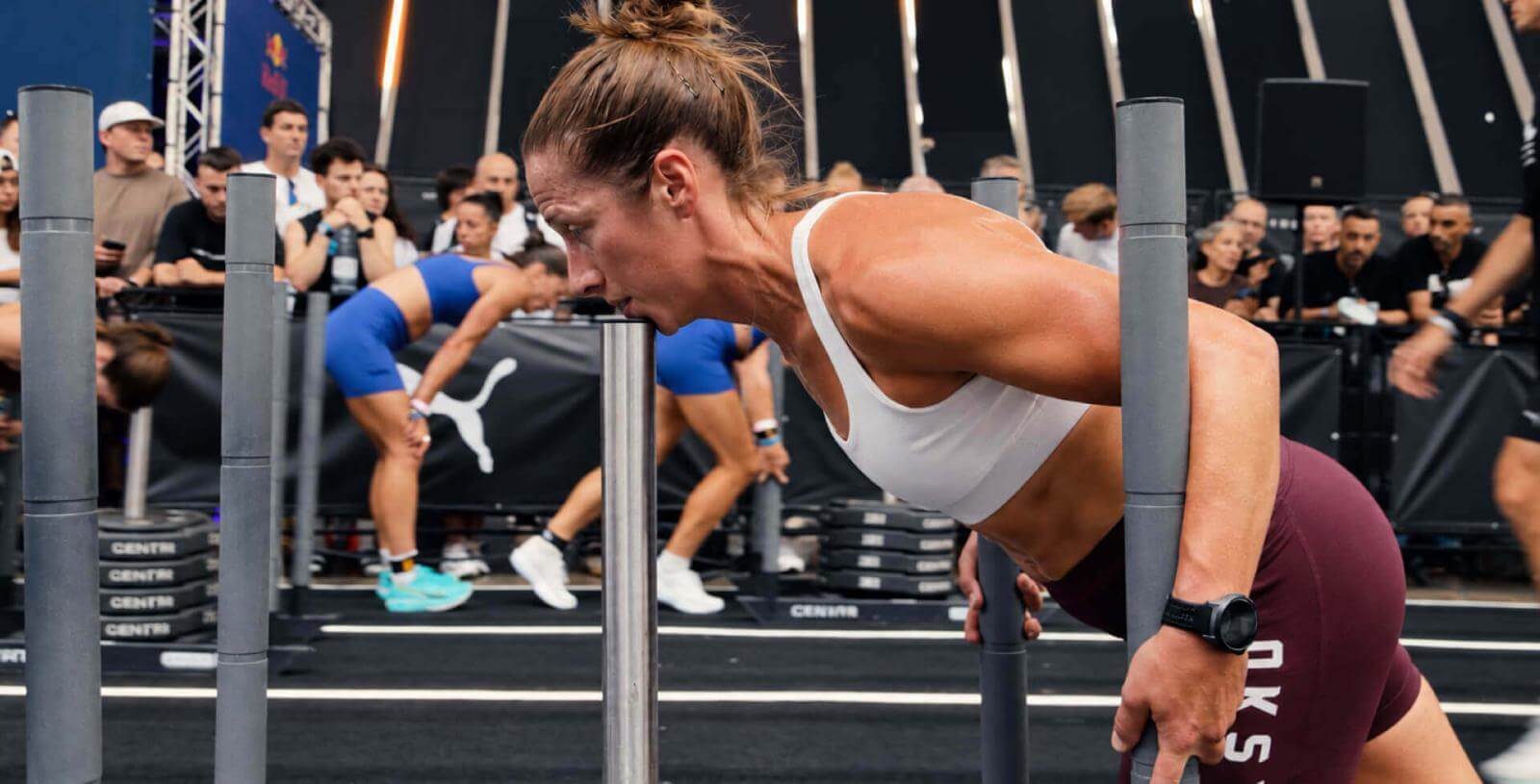 Kat Parrell durante una prova di HYROX Tenerife.